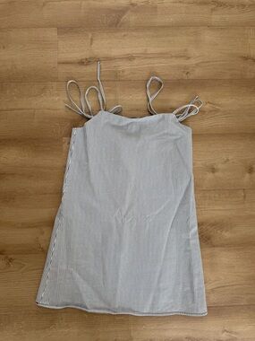 Striped Spaghetti Strap Dress - White & Navy